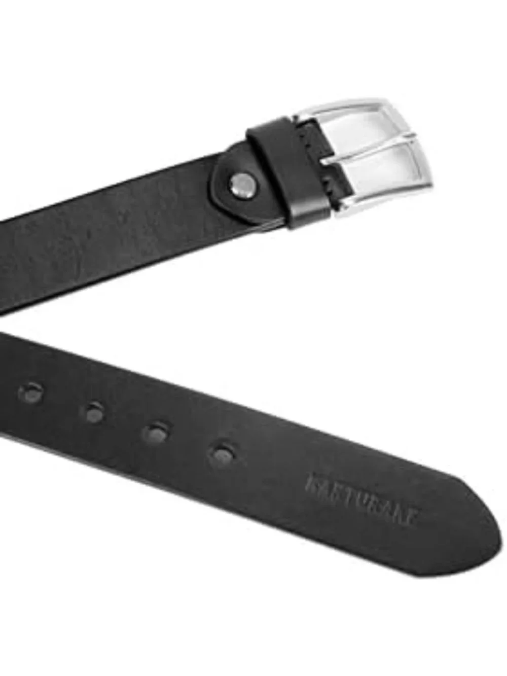 Men's 5mm Thick Full Grain Leather Heavy-Duty Belt with Silver Buckle - Durable